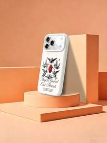 1pc Minimalist Creative Cupid Angel Heart Letter Pattern Liquid Silicone Shockproof Soft Phone Case, Compatible With Apple 11/12/13/14/14Plus/15/15Plus/16/16Plus/7/8Plus/17/17Pro And Other Models - Multicolor - View 6