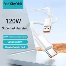 Carregador Super Rápido de 120W, Compatível com Xiaomi, Redmi, Black Shark e outros Telefones e Tablets Tipo-C, Suporta Carregamento Rápido, Também Adequado para Carregamento e Transferência de Dados de Carro, Compatível com iPhone 17, 17 Pro Max, 16, 16 Plus, 16 Pro, 16 Pro Max, Compatível com Redmi, Compatível com Cabo de Viagem OnePlus - Branco - Visão 4