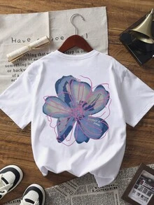 Bộ 3 áo thun ngắn tay in hoa và xoài cho bé gái tuổi teen, thích hợp cho mùa hè và học sinh. - Nhiều màu - Xem 3