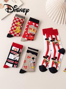 Disney 5双装正品迪士尼女士袜子，绣有可爱米奇一家卡通人物图案，春夏款，男女通用趣味袜子，高品质礼品袜，适合任何场合 - 彩色 - 查看 4