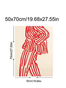 1件黑白条纹裤时尚印花，红色鞋子，时尚线条艺术海报，醒目的红色条纹西装抽象墙画，现代简约插画风格艺术品，送给朋友的理想礼物，卧室艺术画，客厅装饰，办公室装饰，浴室装饰，墙面艺术，墙面装饰，家居装饰，房间装饰，帆布墙画，海报，带框墙画，可选画框 - 彩色 - 查看 20