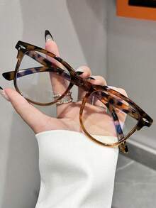 1 par de gafas con lentes transparentes de moda unisex, casual y versátil para la vida diaria, la oficina, la lectura, ver la televisión, los videojuegos, la decoración del teléfono - Multicolor - Ver 5