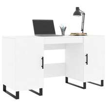 Larryhot Escritorio madera de ingeniería blanco 140x50x75 cm, Fácil de montar, diseño elegante y práctico para organizar, la elección ideal para el trabajo y el almacenamiento en el hogar o la oficina - Blanco - Ver 3