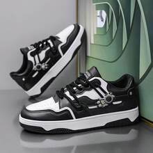 2026夏季新款男士百搭休闲运动鞋，厚底时尚青年鞋 - 黑與白 - 查看 7