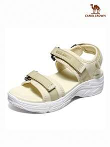 CAMEL CROWN Sandale sport pentru femei, confortabile pentru mers, impermeabile și ușoare, talpă groasă, vârf deschis, suport pentru arcul piciorului - Bej - Vizualizare 1