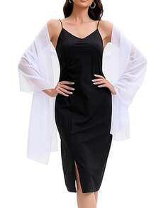 Shawls And Wraps For Evening Dresses Sheer Chiffon Women Elegant Soft Silky Wraps Wedding Bridal Scarf - White - View 4