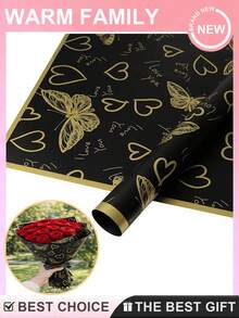 20张花卉包装纸，礼品包装纸，心形印花包装纸，韩式花束包装纸丝带，DIY手工礼品包装装饰花卉材料，包装纸，薄纱纸，花束用品，紫色薄纱纸，适用于礼品袋和包装，情人节，多色礼品包装纸，情人节礼品包装纸，生日艺术纸工艺品。