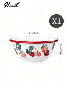 shoxil 1/2pcs Strawberry Printed Enamel Bowl, Fruit Bowl, Yogurt Bowl, Rice Bowl, Tray, Enamel Material, For Home, Party, Entertaining Guests, Used During Ramadan - Bowl - View 7