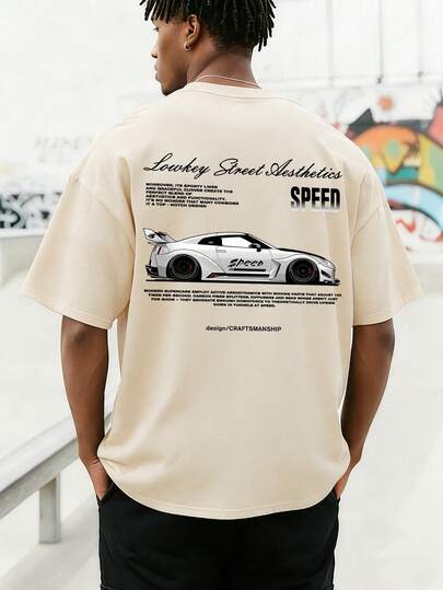 Racing Enthusiast Must-Have! Men's Summer Car Element Printed Round Neck Short Sleeve T-Shirt