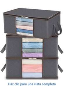 Lifewit Bolsa de almacenamiento plegable para ropa, organizador de armario con asa reforzada, tela resistente y transparente para suéteres, abrigos, camisetas, mantas, paquete de 3, gris - Gris Claro - Ver 5