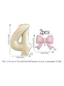2pcs 32-Inch Number Balloon Set, Pink & Red Bow Foil Balloons, White, Red, Black & Cream 0-9 Number Balloons Suitable For Birthday Party, Anniversary Decoration - Multicolor - View 34