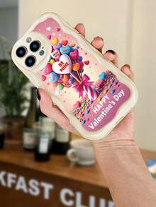 Valentine's Day Themed Phone Case With "Be Mine" Heart Balloons And "Happy Valentine's Day" Print, Compatible With IPhone 17/16/15/14/13/12/11, Latest Drop - Proof Design With Enhanced Camera Protection, Multi - Color Options, Comfortable Grip - 白色 - 查看 5