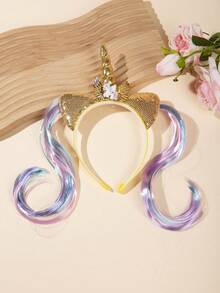1件装女孩独角兽发箍，渐变亮片发饰，翅膀装饰头饰，可爱发箍，适合派对和节日佩戴