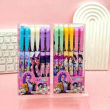 Mattel 12pcs/Set, K-Pop Girl Group Popular Erasable Ballpoint Pens, Retractable Erasable Pens, Student Stationery, Korean Cartoon Style Erasable Signature Pens, Suitable As Learning Tools, Holiday Gifts Or Birthday Gifts - Multicolor - View 10