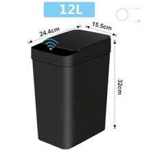 12L Cubo De ura Autático Con r - Cubo de ura Inteligente con Tapa Eléct USB Recargeable X5 Impermeable Botes de ura Inteligente Sin o para Cocina Oficina Sala - Negro 12L - Ver 2