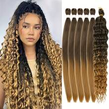 6 Packs Of 26 Inch Pre-Stretched Bohemian Style Braiding Hair Extensions, Suitable For Braiding, Curling, Deep Curly Bohemian Braids, Synthetic Bohemian Deep Curly Crochet Braids - Multicolor - View 11