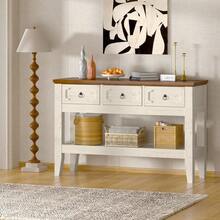 Huisuilinss Console Sofa Table With Drawers And Bottom Shelf,Entryway Table For Behind Couch Entry Foyer Hallway Storage - White - View 1