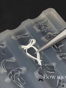 1个3D蝴蝶结硅胶美甲模具，美甲蝴蝶结雕塑模具，DIY丝带蝴蝶结美甲饰品，硅胶模具，可爱蝴蝶结美甲模板，可重复使用的美甲雕刻模具，树脂模具 - 彩色 - 查看 4