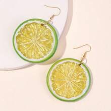 3对女士超大号垂坠耳环，仿柑橘水果吊坠，镂空轻质塑料，夸张个性化设计，甜美风格，适合音乐节、日常佩戴、生日、度假等场合，女士时尚饰品 - 多色/3對 - 查看 3