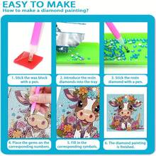 5D Diamant Malerei Set, DIY Cartoon Tier Diamant Malerei Mosaik Set, 5D Volldiamant Malerei Set, Mosaik Set, geeignet für Wand Dekoration Zuhause und als Geschenk für Freunde - Verschiedenfarbig - Übersicht 4