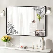1pc European Style Silver Floral Mirror Sticker, Mirror Decorative Sticker To Add Elegant Luxury Ambiance To Bathroom - Multicolor - View 5