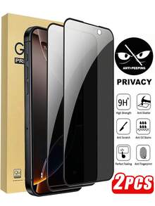 2pcs Tempered Glass Privacy Screen Protector For IPhone 16 Pro Max 6.9 Inch, Compatible With Apple 17 PRO MAX 17 17 PRO 17 AIR 16 16 PRO 16 PLUS 15 PRO MAX 15 PRO 15 14 PRO MAX 14 14 PLUS 13 12 11, Privacy Anti-Peeping, 9H+ Tempered Glass [10X Military Grade Protection], Bubble-Free, Compatible With Phone Cases, Valentine's Day Gift - Black - View 13