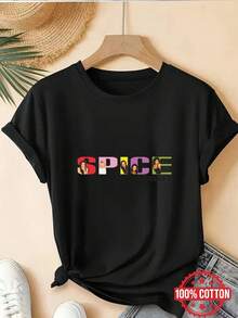 Women'S Spice S Graphic Tee - Retro 90s Britpop Band Shirt With Red, Green, Yellow Letters - Vintage Spice S Inspired T-Shirt For Concerts, Casual Outfits & Nostalgia Fashion - Soft Everyday Britpop Top, Concert Attire, Comfortable Fit, Breathable Fabric, Music Lovers - trắng - Xem 6