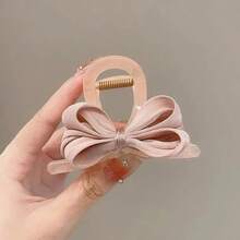 1pc Minimalist Fabric Bow Hair Clip, Hair Claw For Half-Up Hairstyle - Multicolor - View 8