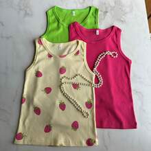 Set Of 3 Sleeveless Tank Tops For Girls, Assorted Colors, For Summer Holidays - Nhiều màu - Xem 3