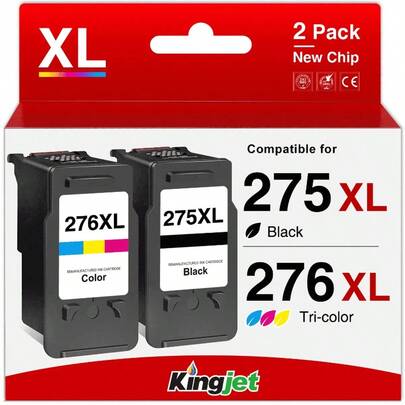 High-Yield 275XL & 276XL Ink Cartridges For Canon Printers – Black & Tri-Color Combo Pack, 600/500 Page Yield