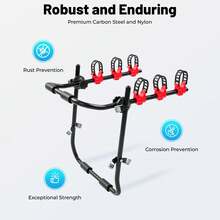 ZhdnBhnos Car Bicycle Rack -Bike, Vehicle Trunk Mount Bike Rack F Frame Foldable Bicycle Carrier Holder For Most Cars SUV Sedan Hatchback Minivan, Lbs Load, Black+Red - Variant,1 - View 8