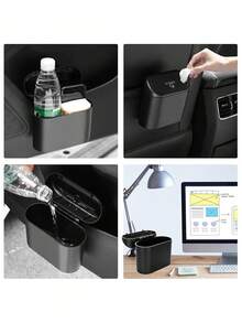 Mini Car Trash Can Leakproof Car Garbage Bin With Lid For Peels Butts Confetti Wet Tisssue Convenient Car Side Door Hanging Storage Box Multifunctional Dustbin Organizer For Women Men For Car Office Home Garbage Organizer Container Car Accessories Car Interior Accessory Home Decor - Black - View 4