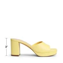 Women Minimalist Open Toe Heeled Mule Sandals Slip On, Thick Heel Casual High Heel Sandals For Outdoor Spring/Summer - Màu vàng - Xem 5