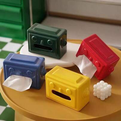 1pc Dopamine Robot Tissue Box, Home Living Room Bedroom, Suitable For Office Desk, High-End Facial Tissue Dispenser - Housewarming Gift