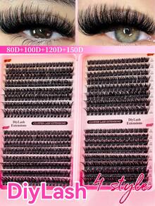 560/544pcs D-Curl Fluffy False Eyelashes Set, Includes Beginner Eyelash Tutorial, Thick & Voluminous Segmented False Lashes, With Glue, Sealant, Tweezers, Makeup Remover, Lightweight & Reusable, Large Quantity Single Lash Set, Soft & Natural Mixed Lashes, Create 3D Dimensional Eye Makeup, Suitable For DIY At Home, Travel, Daily Commute, Evening Party, Wedding Bride Makeup, Etc. - màu đen - Xem 4