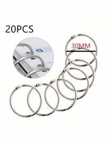 20pcs Metal Book Rings, Loose-Leaf Binder Rings 25mm Inner Diameter Keychain,Back To School,School Supplies - Silver - View 14
