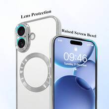 1片银色磁吸透明奢华电镀相机镜头保护膜，表面光滑，兼容磁吸无线快充TPU手机壳，适用于Apple 17 Pro/17 Pro Max、Apple Air、17/16 Pro/16 Pro Max/16 Plus/16/16E/SE4/15 Pro/15 Pro Max/15 Plus/15/14 Pro/14 Pro Max/14 Plus/14/13 Pro/13 Pro Max/13/12 Pro/12 Pro Max/12/11 Pro Max/11/11 Pro