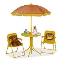 days - Juego de Mueb de Camping para niños con silla sillas Pb y Mesa Conjunto de jardín para niños león llo 19.5 x 19.5 Pulgadas - amarillo - Ver 1