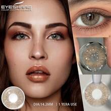 Eyeshare 1 para miękkich soczewek kontaktowych w kolorze naturalnym, czarne soczewki, brązowe soczewki, szare źrenice, niebieskie soczewki, roczne, średnica 14,2 mm, odpowiednie do noszenia na co dzień lub na randkę - Jednorazowe na rok - Zobacz 8