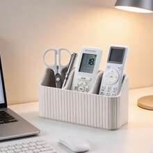 3-Slot PU Leather Remote Control Box - Minimalist Home Desktop Remote Organizer & Holder - Black - Multicolor - View 4