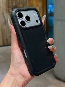 Luxury Dual-Layer Protective Phone Case, Compatible With IPhone 17/16/11/12/13/14/15 Pro Max Plus/16E/17 Air, Hard Plastic Shock-Resistant Frame & Back Cover - Black - View 3