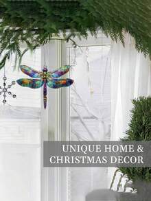 1个蜻蜓造型阳光捕捉器，彩色玻璃效果阳光捕捉器，蜻蜓装饰，花园阳光捕捉板，窗户汽车挂件钥匙扣饰品，生日礼物，家居装饰 - 彩色 - 查看 7