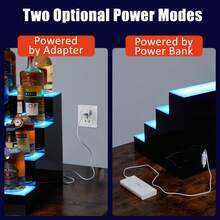 Estante Exhibidor de Botellas de Licor con LED, Estante de Bar Iluminado con Control Remoto y App, 16 Colores y 4 Modos, Soporte de Acrílico para Botellas de Licor - Rectángulo de 4 pasos de 16 pulgadas - Ver 4