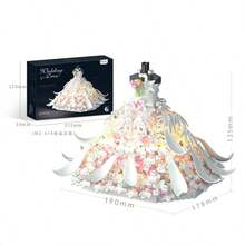 1500pcs Luxury Dress Building Blocks Set, Adult DIY White Dress & Black Swan Model Kit, Creative Hobby Desktop Decor, Anniversary Gift For Her, Home Room Decoration & Collection Display, Christmas, Halloween Party Favor - Multicolor - View 7