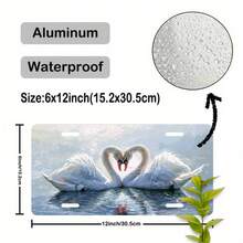 Car P1 6x12inch Aluminum Car License Plate White Swan Heart Shape Romantic Car Art For Front License Plate Front License Plate Art Calm Design Durable Plate Car License Plate Frame CP - A - View 2