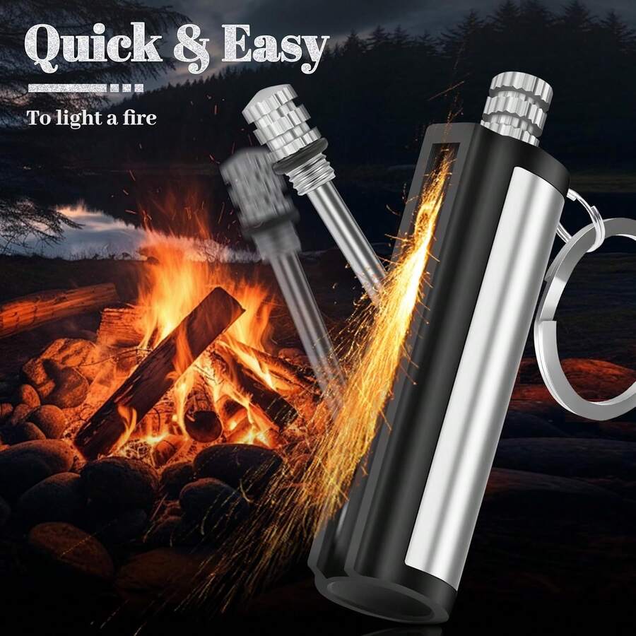 1/5/10pcs Ten Thousand Match Lighter, Metal Portable Keychain Match Lighter, Soft Fire Lighter, Outdoor Camping BBQ Unlimited Torch Gift For Men (Oil Free) - 10pcs - 查看 1