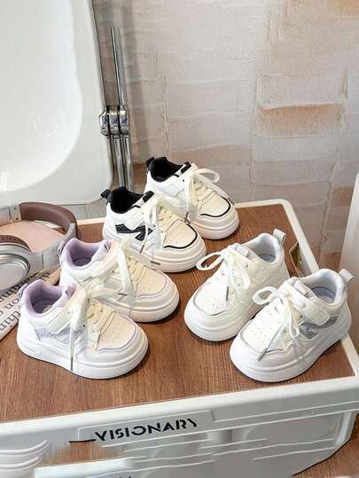 1双儿童软底防滑休闲时尚轻便透气运动鞋，舒适百搭系带运动鞋，适合所有季节