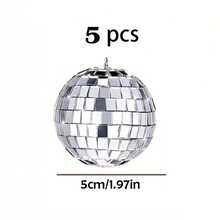1/5/10pcs Disco Ball Decorations, Mini Silver Disco Ball Pendant, Reflective Mirror Ball Cake Decor, 70s Disco Party Supplies, Holiday Decorations Suitable For Valentine's Day, New Year, Easter Party, Mother's Day - Multicolor - View 12