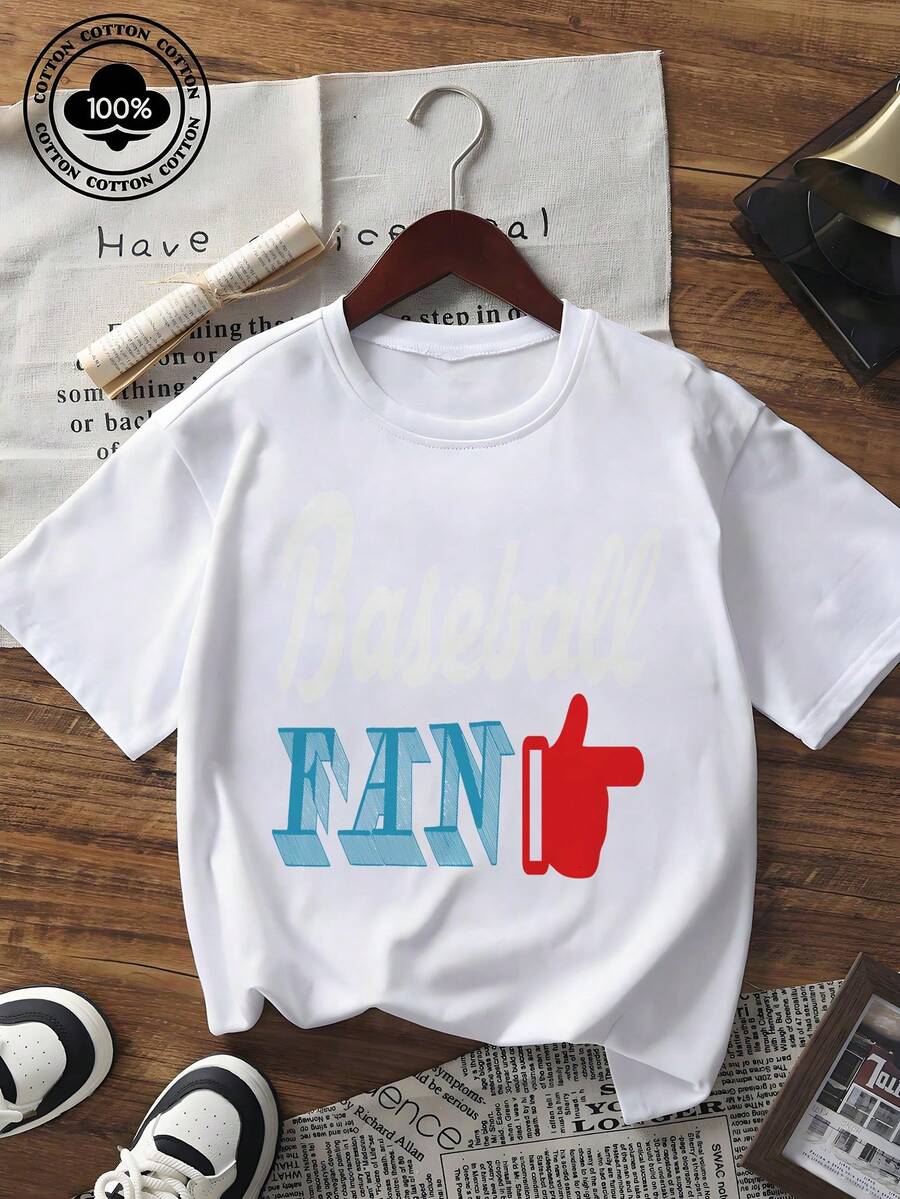 Women's Short Sleeve Round Neck T-Shirt Casual Loose Fit Baseball FAN Graphic Print Tee Sporty Style Top For Daily Wear - 黑色 - 查看 1