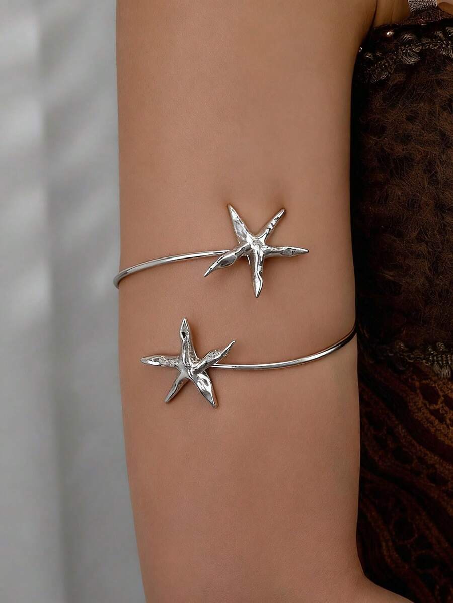 1件可爱银色海星臂环身体饰品 - 銀色 - 查看 1